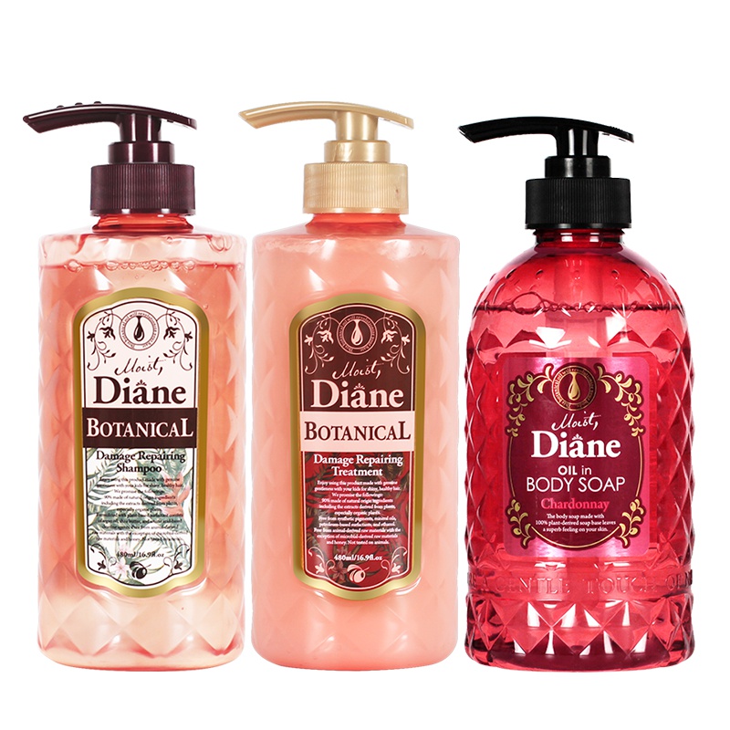 黛丝恩植萃洗护沐三件套 损伤修护洗护套480ml*2+莎当妮沐浴露500ml