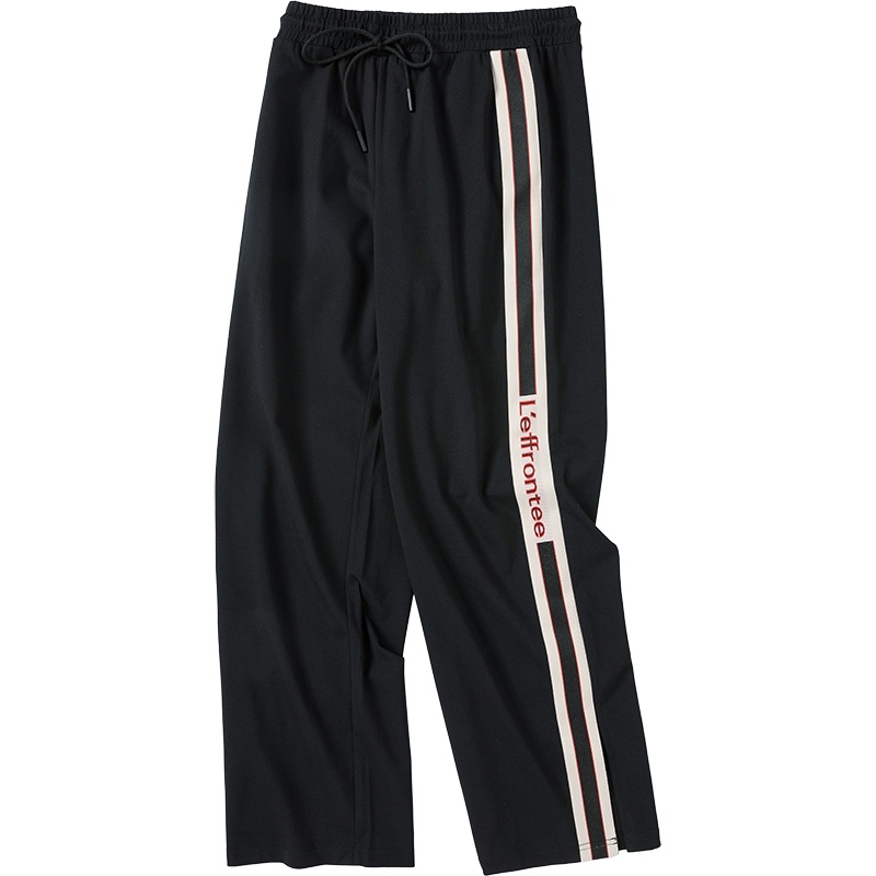 Semir森马阔腿裤女高腰垂感宽松休闲长裤2019新款刺绣织带松紧腰运动裤