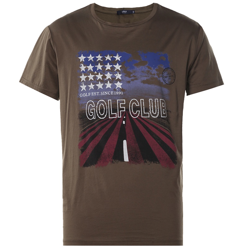 高尔夫(GOLF)圆领短袖t恤男新品男装上衣修身休闲几何图案