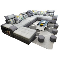 简约现代布艺沙发大小户型客厅家具整装组合可拆洗转角贵妃位三人位布沙发带储物多功能三人沙发