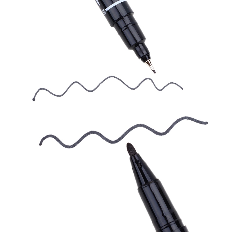 齐心 MK804 小双头记号笔 黑 12支/盒