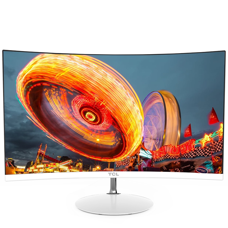 TCL 23.6英寸1800R曲面广视角抗蓝光不闪屏 窄边框 高清电脑显示器(白色)T24M6C