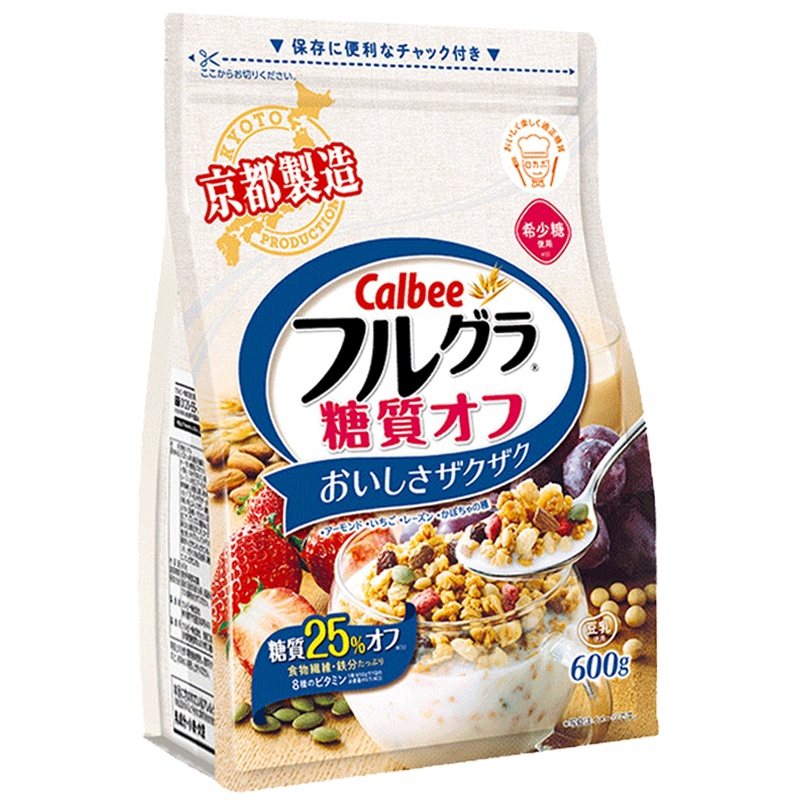 [减肥福音减糖版]卡乐比(Calbee)即食麦片 减糖版600g 代餐 水果麦片 谷物早餐 方便速食 进口食品 日本进口