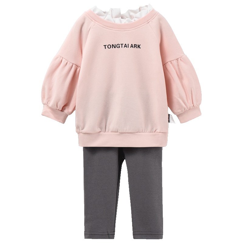 童泰TONGTAI婴儿春秋季新款圆领套头套装6-24个月-3岁宝宝外出上衣裤子两件套儿童通用100cm