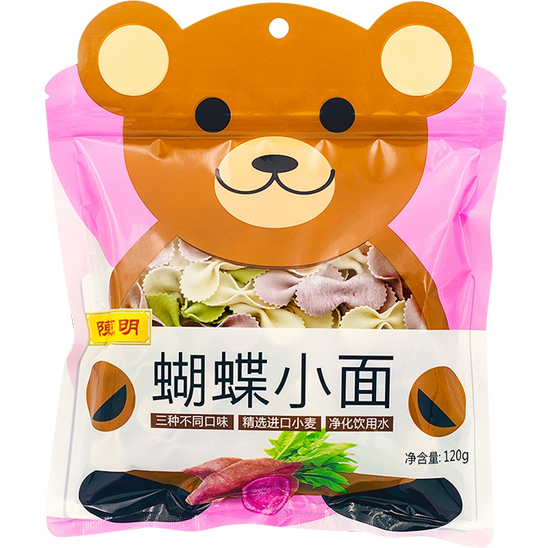 陈克明儿童面 宝宝面条无0添加盐0添加剂 蝴蝶小面120g/包 挂面营养面