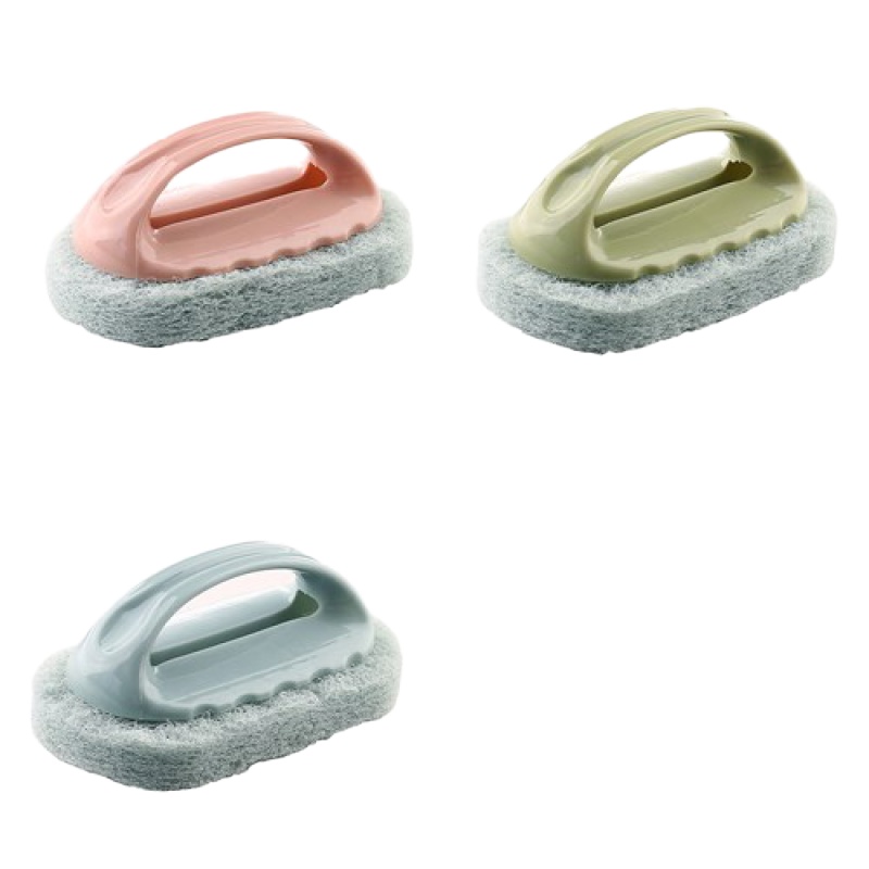 淋浴房玻璃水垢清洁刷阿斯卡利(ASCARI)浴缸瓷砖块厨房洗洗碗水池海绵擦百洁布 3个装(3个颜色各一个)