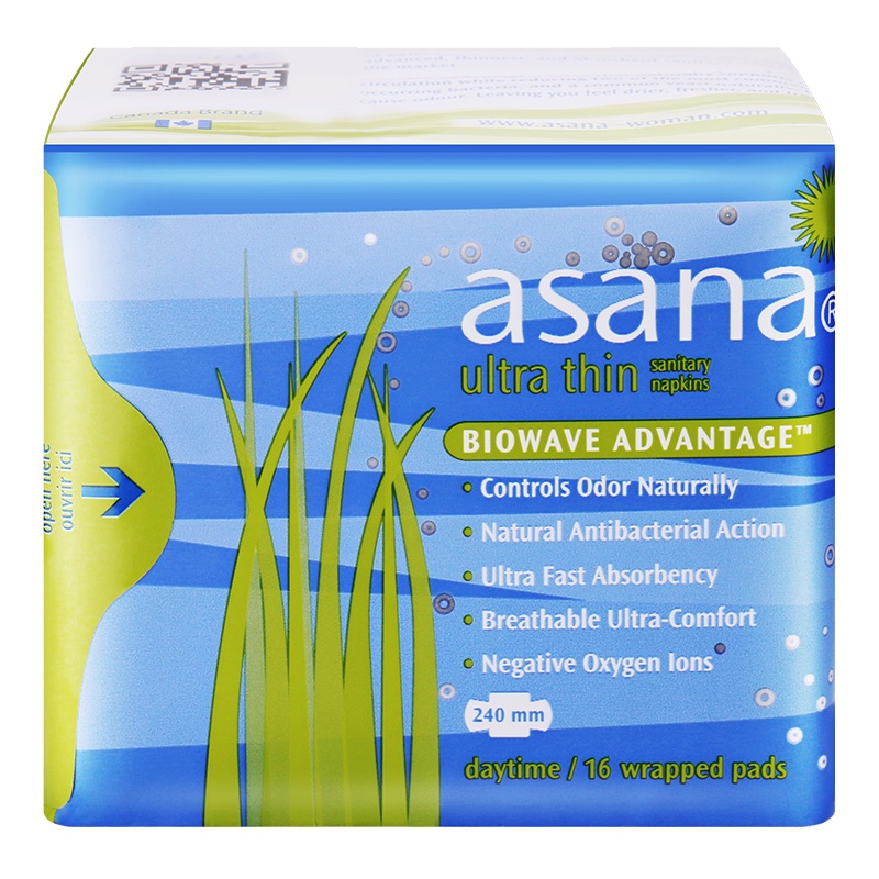 阿莎娜asana 加拿大原装进口超薄棉面日用卫生巾24cm 16P