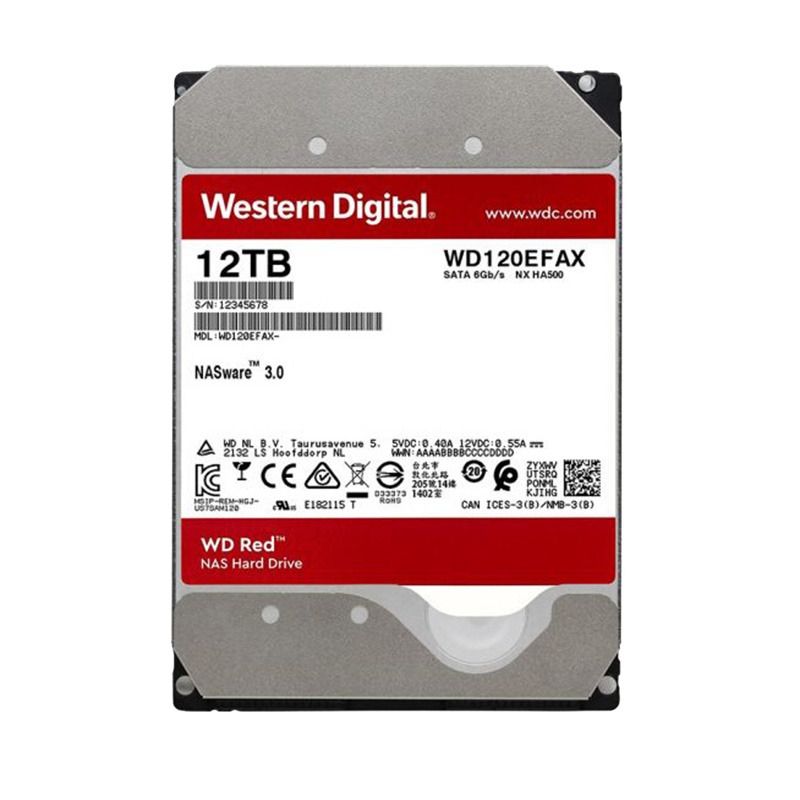 西部数据红盘 12TB SATA6Gb/s 256M 网络储存(NAS)硬盘(WD120EFBX)