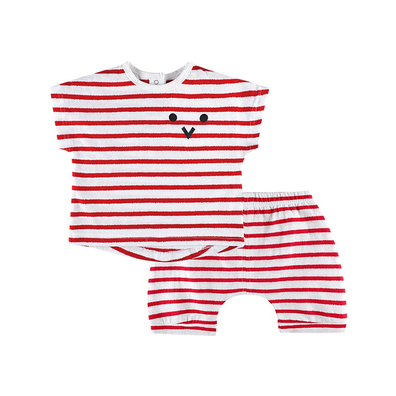 angeeb 宝贝心语 夏季宝宝短袖套装男女童T恤短裤2件套