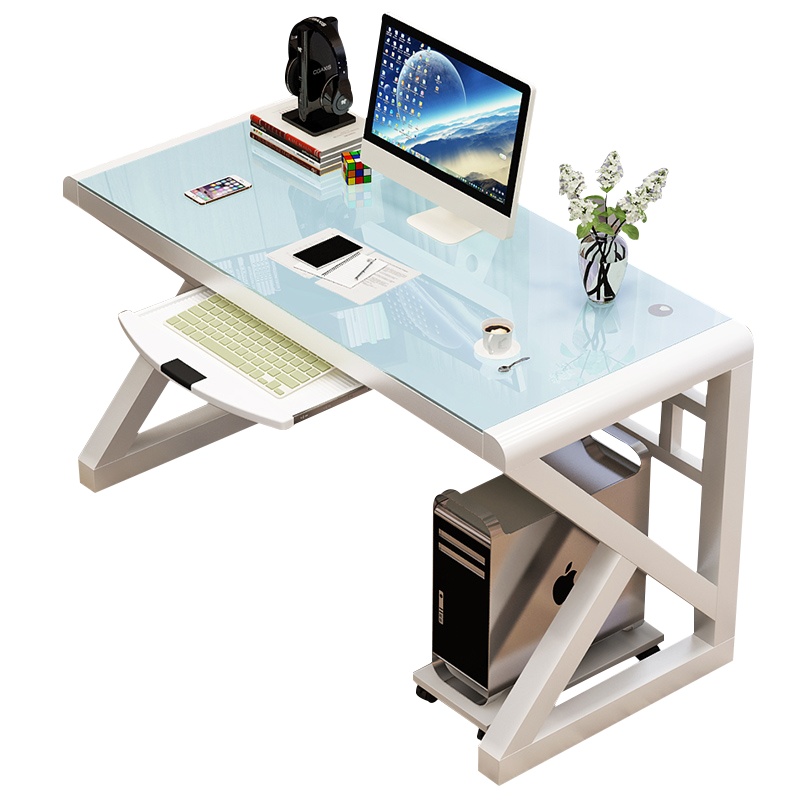 电脑桌台式桌家用简约现代经济型书桌古达简易钢化玻璃电脑桌学习桌子