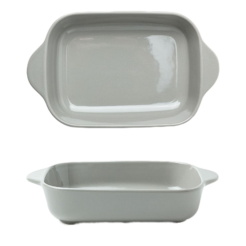 陶瓷芝士焗饭盘家用烤盘烤箱微波炉专用烤碗网红盘子餐具创意菜盘 国泰家和 双耳烤盘-高级灰