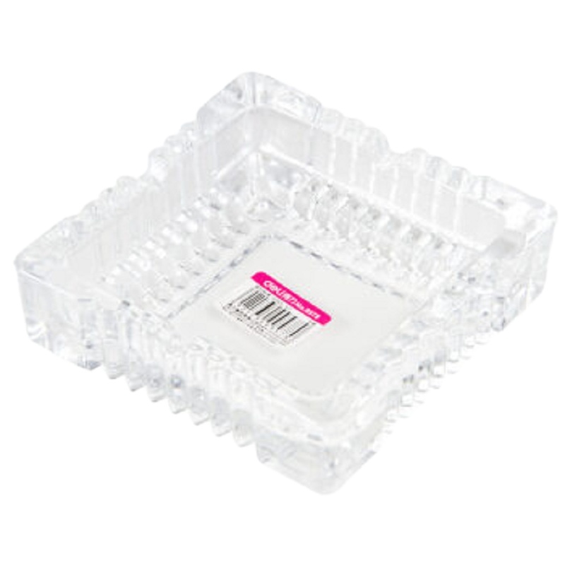 得力(deli)120*120mm中号欧式方形玻璃烟灰缸 茶几餐桌摆件 9578 单只装