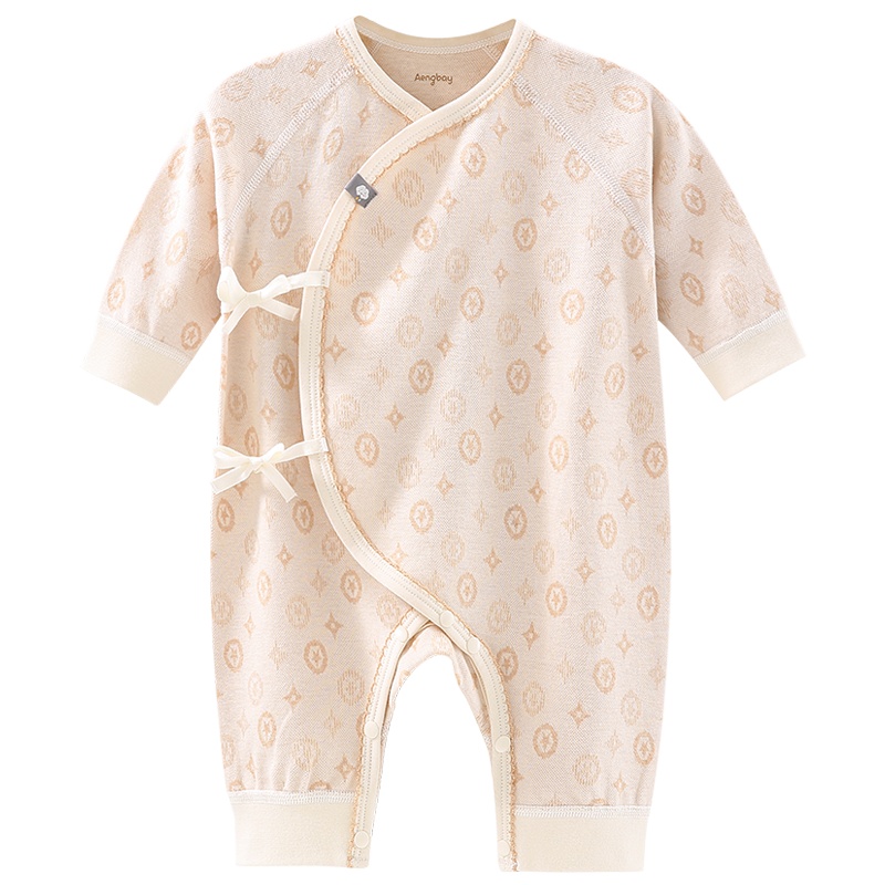 Aengbay 新生婴儿儿和尚服秋季初生连体衣服满月服男无骨宝宝哈衣