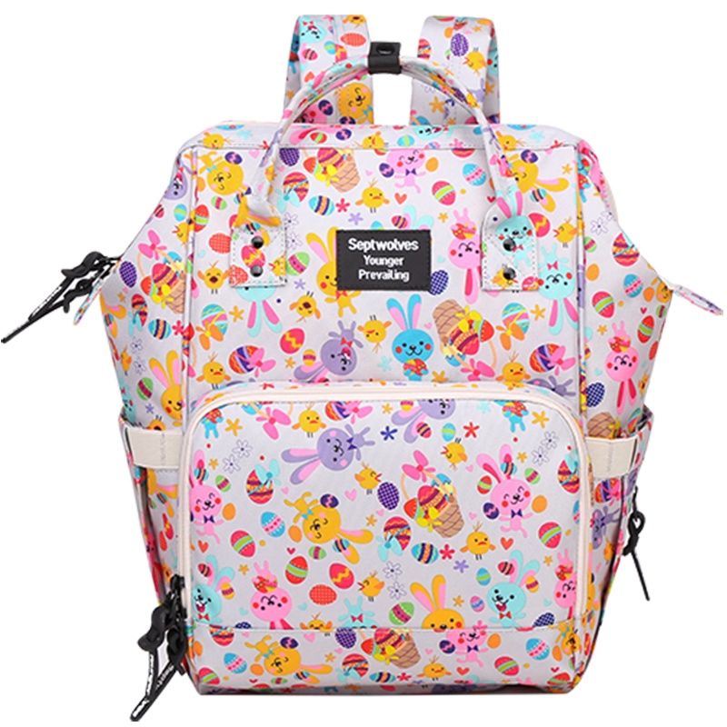 七匹狼大容量双肩包 经典多隔层妈咪包出游多功能分装溜娃卡通图案妈咪包 国庆出游旅行大双肩包