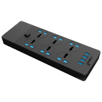 阿斯卡利(ASCARI)大功率多功能插座带usb充电多孔家用港版插线板 T12[英规/黑色]