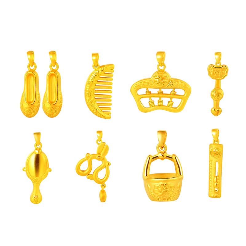 黄金码头 3D硬金足金999结婚嫁妆婚庆九宝黄金礼盒送礼新娘珠宝首饰