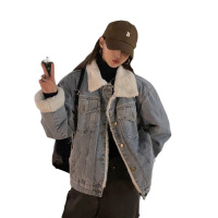 茜靓CHYLLIRN秋冬加绒加厚棉服韩版工装夹克日系港风INS潮学生百搭牛仔外套女