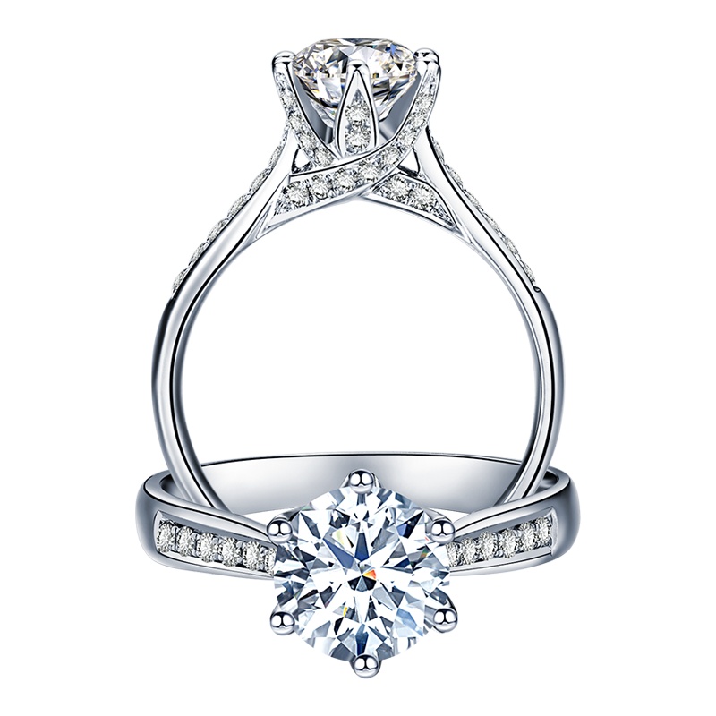 喜钻 【时尚六爪】18K金共33分钻石女戒升级版六爪钻石戒指