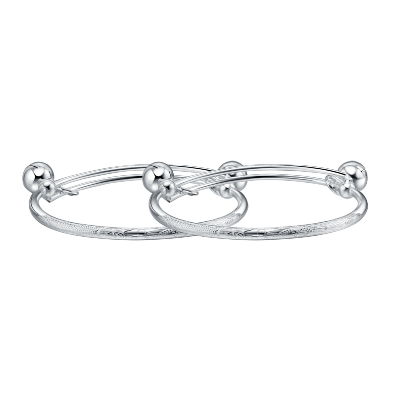 宝宝纯银手镯 990婴儿银饰 男女童镯子 满月新生儿龙凤宝宝手镯 可刻字一对