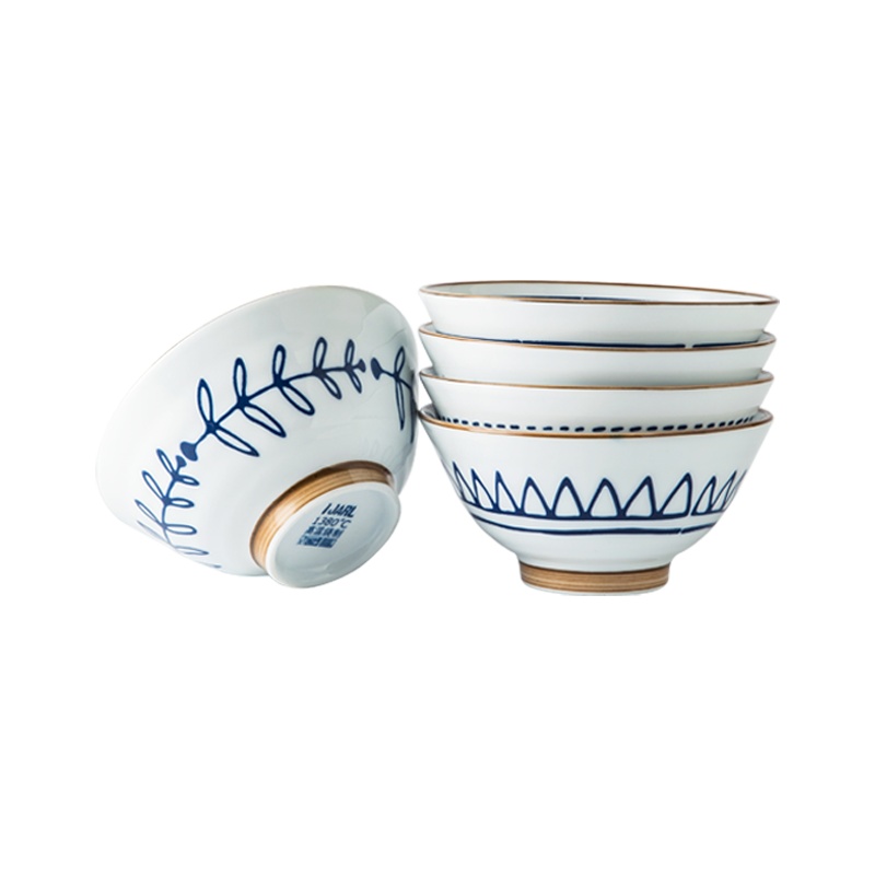 亿嘉IJARL 家用日式和风家用陶瓷餐具日式和风饭碗五只装