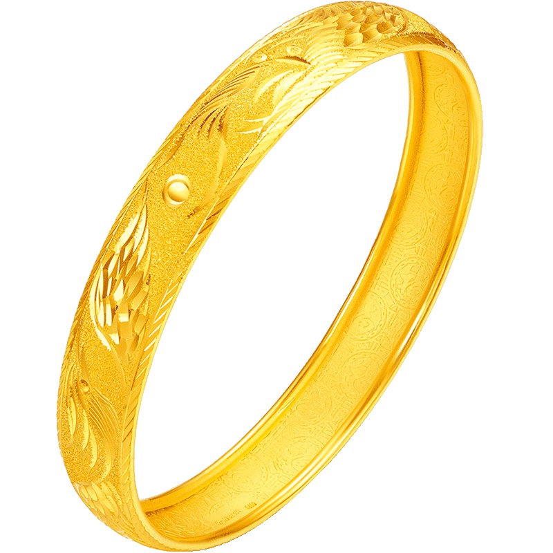 梦金园黄金手镯女 龙凤呈祥999足金条镯手环固口镯子新娘首饰品