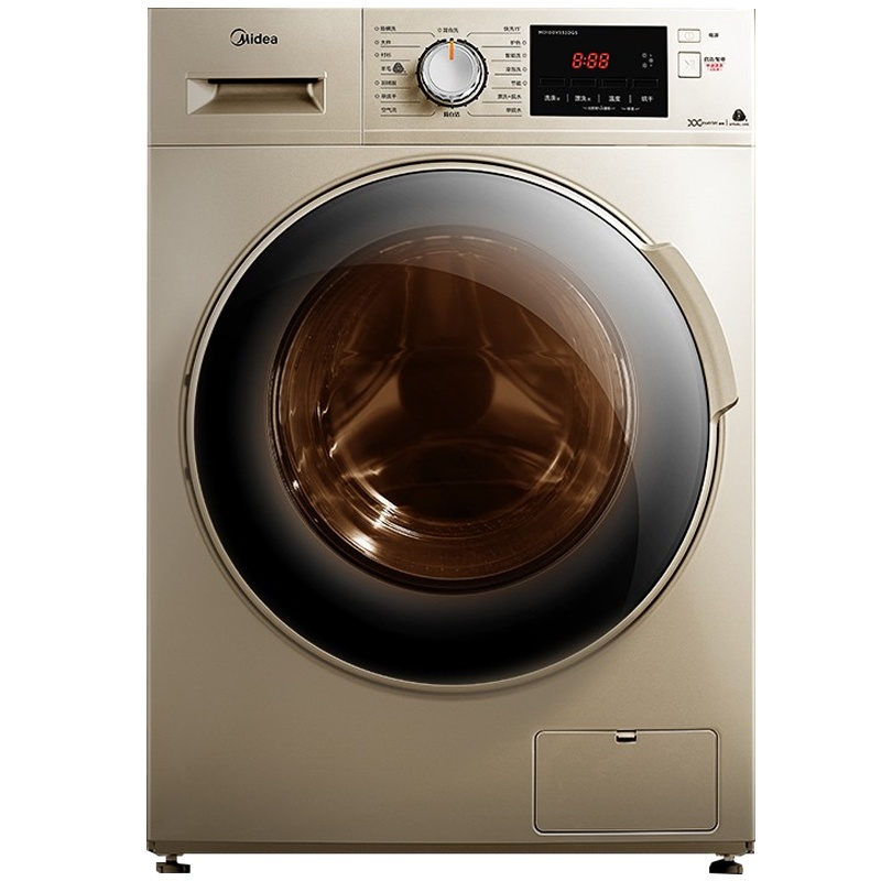美的(Midea)MD100V332DG5 洗干一体洗衣机10公斤家用全自动大容量洗烘一体 除螨烘干机羽绒 金色