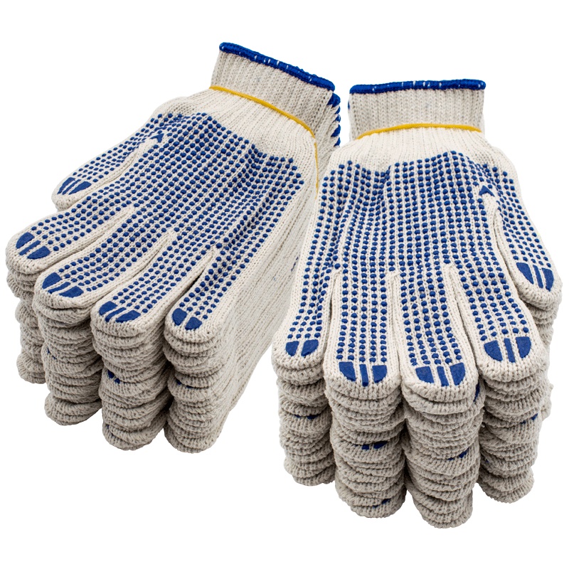 [苏宁自营]保拉(Paola)劳保手套24付装加厚优质点塑棉纱手套 耐磨损防滑耐脏 劳防用品5958