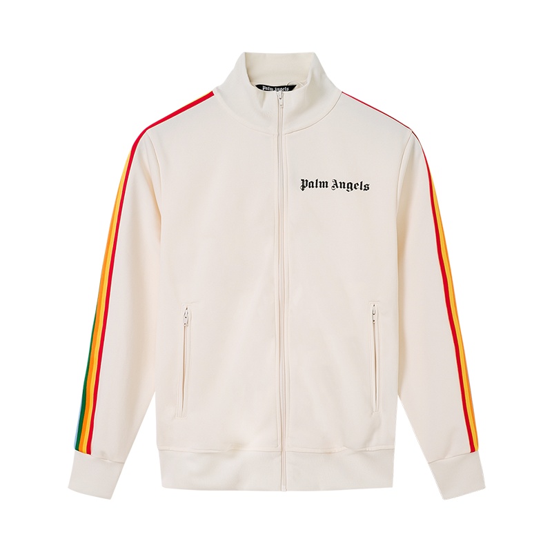 PALM ANGELS 2020新款 男士logo徽标彩虹织带条纹夹克外套高端男士夹克