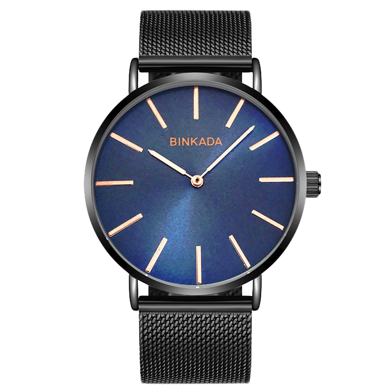 宾卡达BINKADA石英表 男士皮带手表超薄简约精钢时尚款男休闲潮防水男表石英表W3090