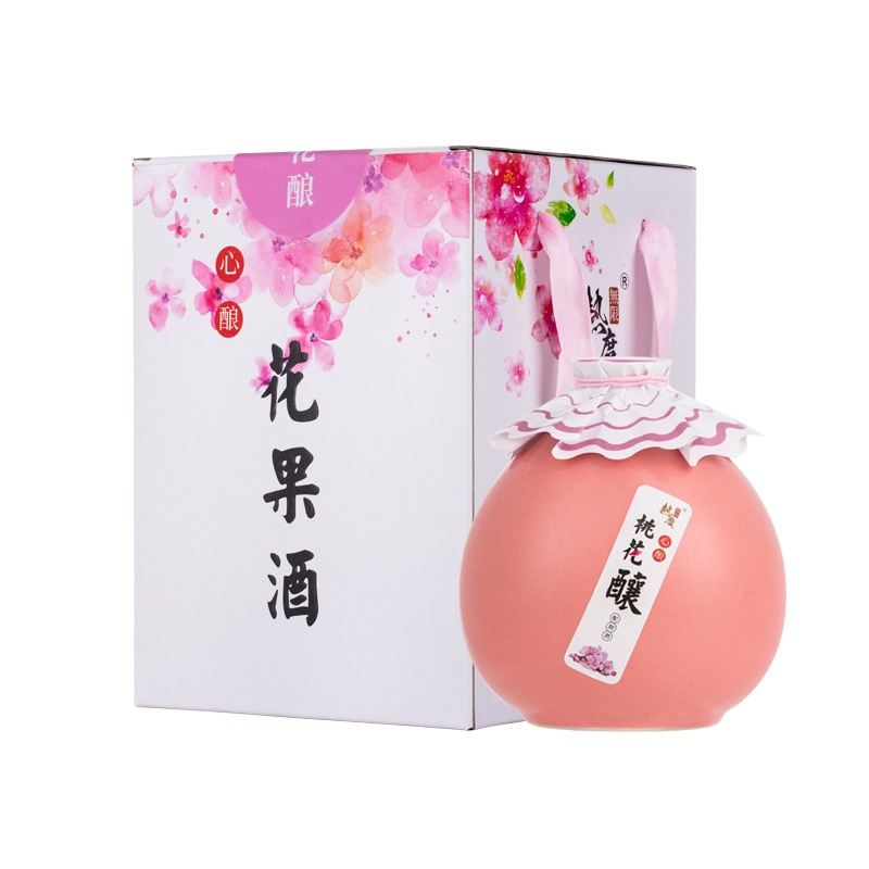 桃花酒桃花酿桃花醉酒古风陶瓷酒自酿低度甜酒女士网红颜值花果酒