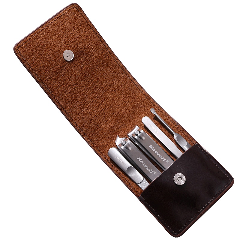 韩国进口指甲刀套装 KB502深啡 指甲剪平口指甲钳