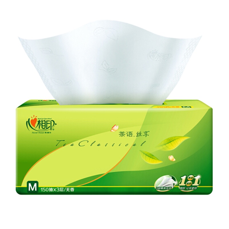 心相印 XINXIANGYIN 茶语系列 抽纸 软抽 3层150抽×24包 中规格