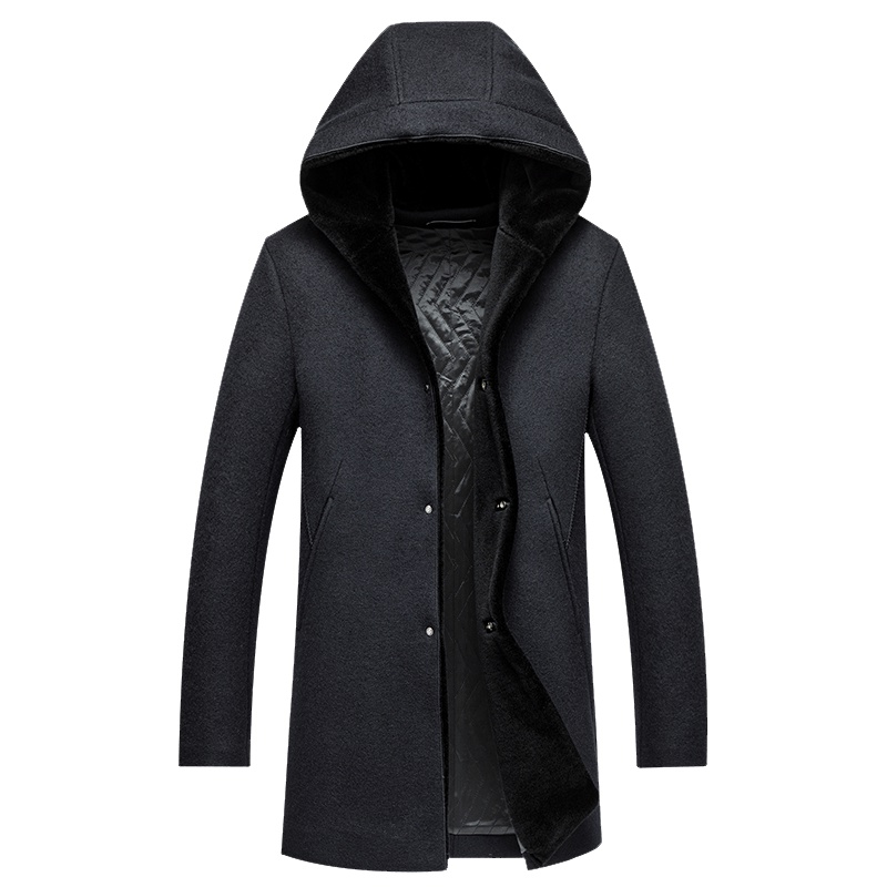 雪中飞男士羊毛尼毛呢大衣连帽2019秋冬新款加厚款大衣休闲外套