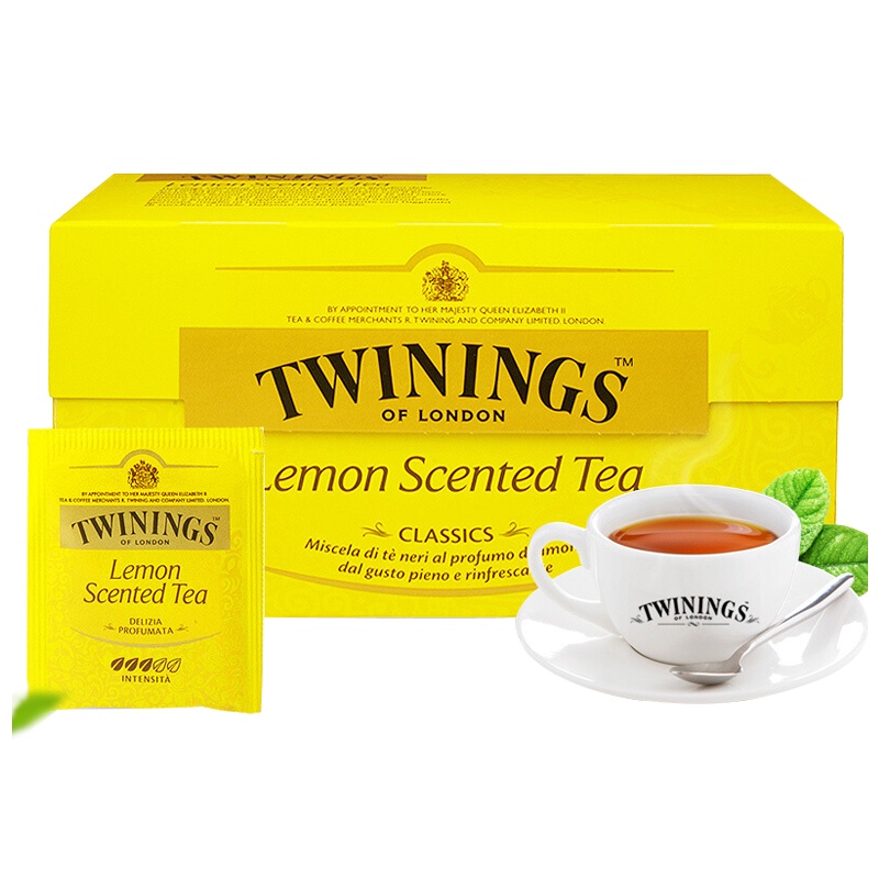 TWININGS川宁进口红茶 休闲下午茶 沁香柠檬红茶茶包2g*25包/盒