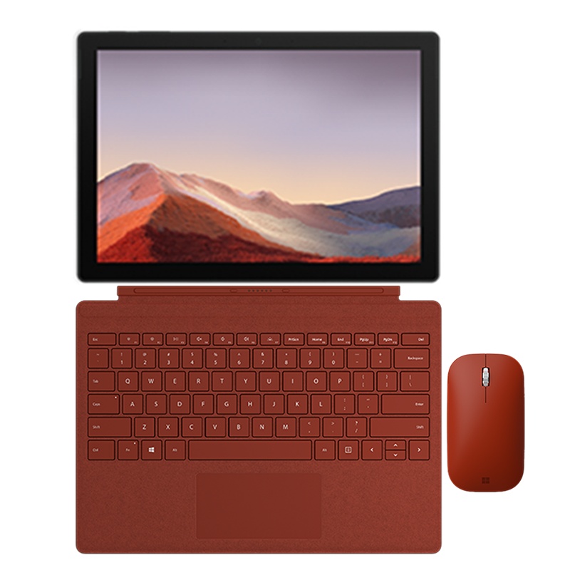 [原装波比红(键盘+鼠标)]微软(Microsoft)Surface Pro7+ 第11代英特尔酷睿i7 12.3英寸 二合一平板电脑 笔记本电脑 32G 1T 亮铂金
