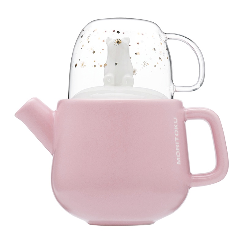 [杯壶组合]日本MORITOKU 创意水杯 陶瓷杯 陶瓷马克杯 情侣杯 咖啡杯壶套装礼盒装 壶400ml+杯子250ml