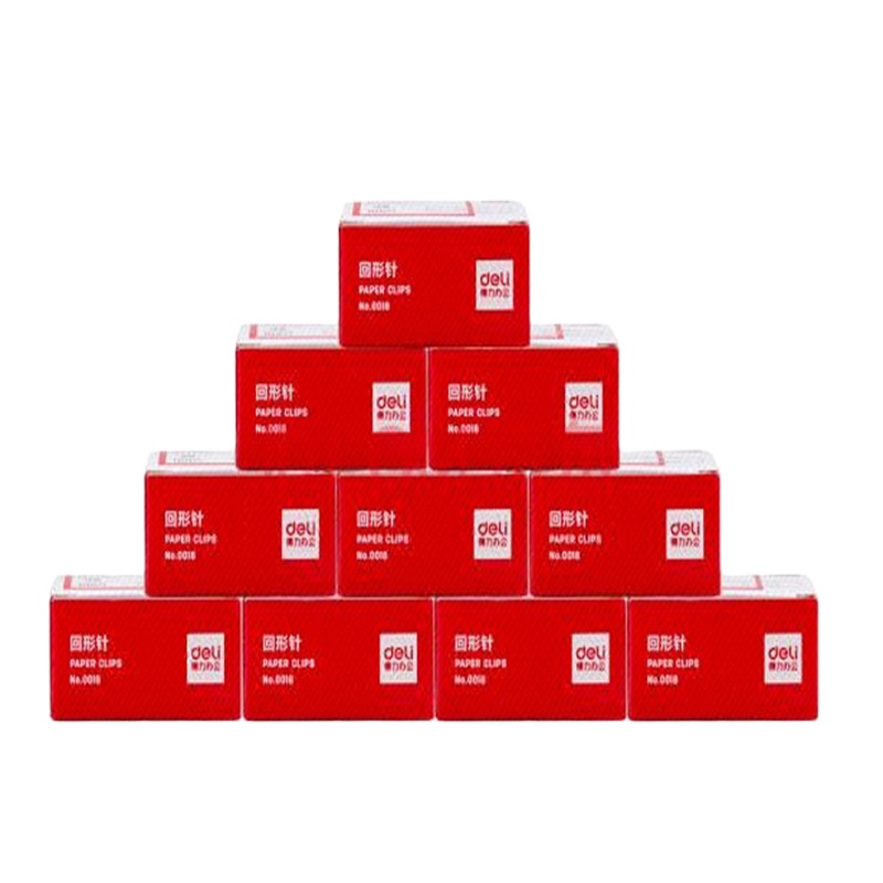 得力3# 金属回形针 镀镍防锈曲别针 100枚/盒 10盒装