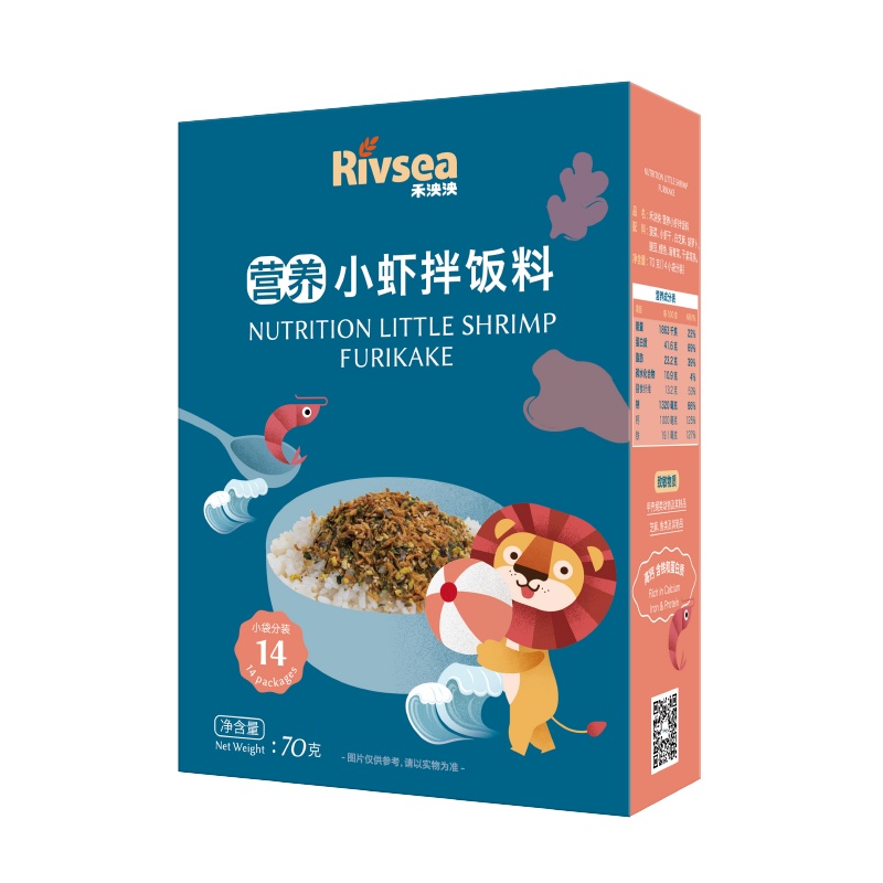 禾泱泱小虾拌饭料 宝宝爱上吃饭 调味品无盐无添加一岁宝宝儿童辅食添加料 70克 盒装