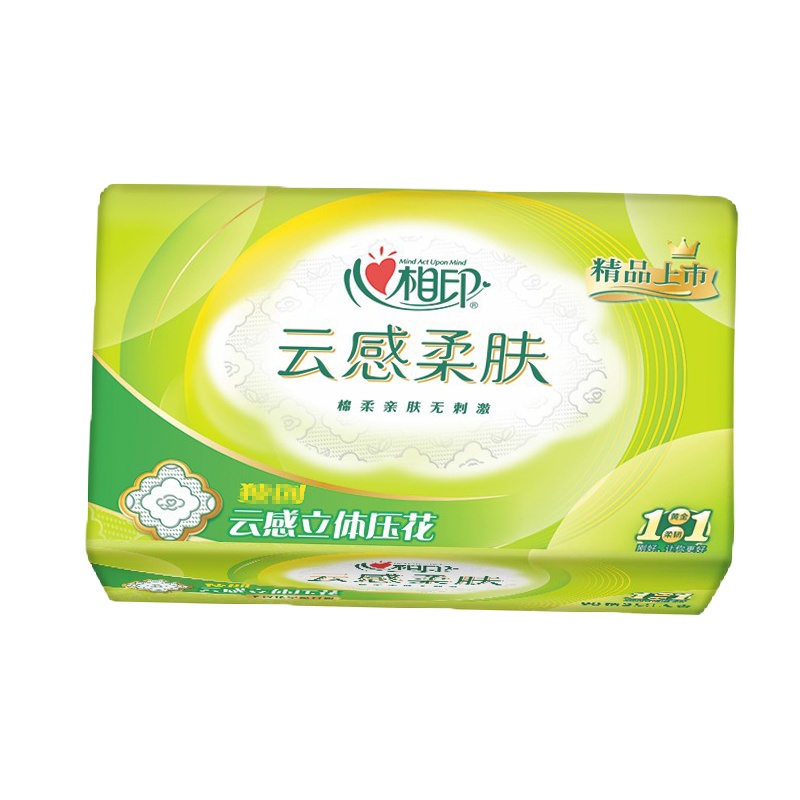 心相印云感系列三层立体压花塑装纸面巾90抽*24包