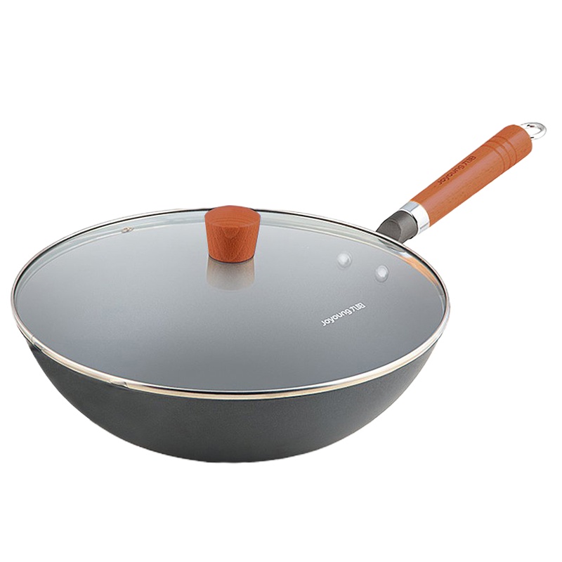 九阳(Joyoung)炒锅铸铁锅电磁炉用榉木手柄带锅盖CZB3028