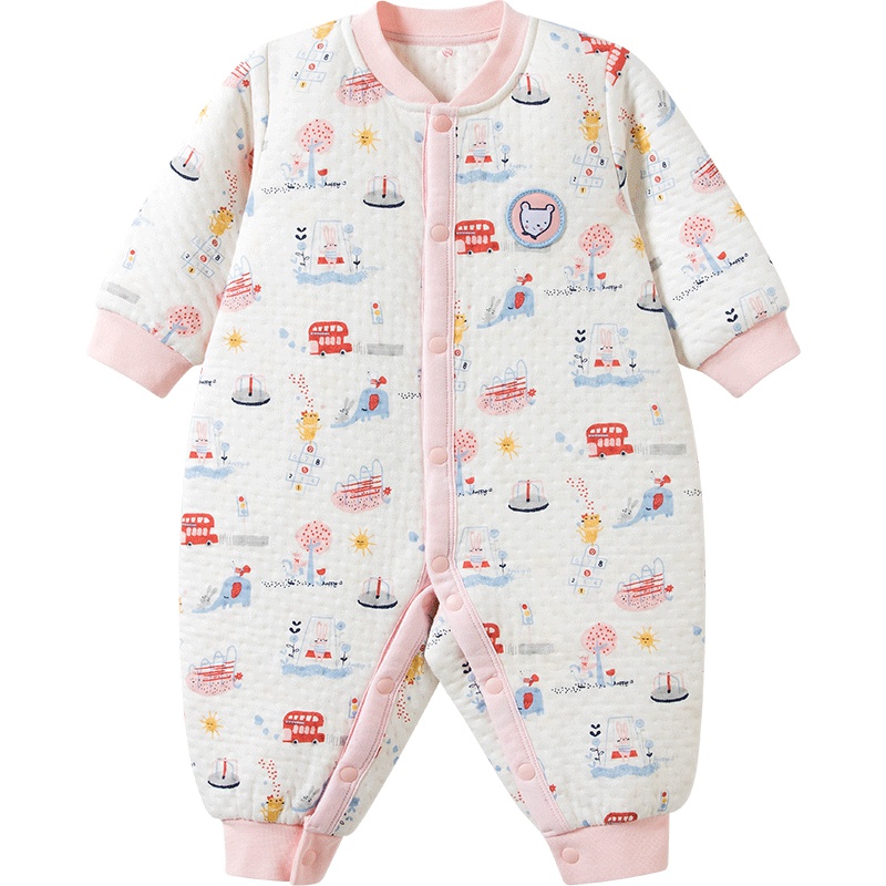 哈贝比（happyB）婴儿连体衣春秋季外出衣服男女宝宝新生儿纯棉长袖爬爬服