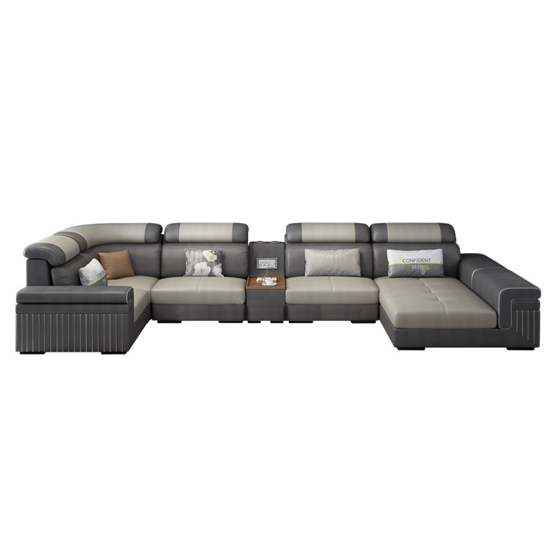 梵宜科技布简约现代沙发大小户型客厅整装可拆洗U型布艺沙发套装组合