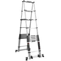 人字梯 人字直梯2m+2m 铝合金伸缩梯加厚单面直梯折叠一字梯升降工程梯便携家用梯