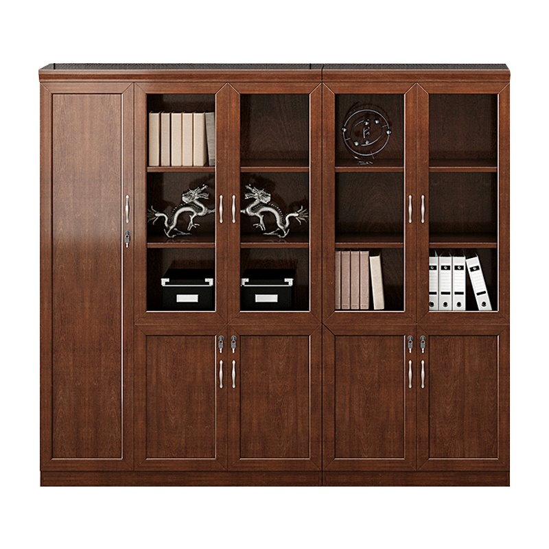 正斌新中式办公室文件柜木质带锁实木油漆书柜老板办公室资料柜[工厂现做 7天内发货]
