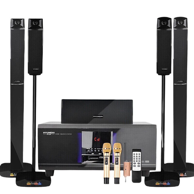 现代HYUNDAI 家庭影院音响组合 KTV套装模拟5.1音响设备客厅电视卡拉OK音响 H5家庭影院+N-02S麦克风