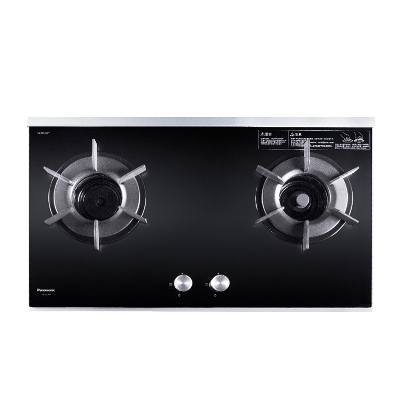 松下家用嵌入式燃气灶GE-223GB 天然气双灶 聚能火 钢化玻璃面板 3.8KW大火力(黑色)