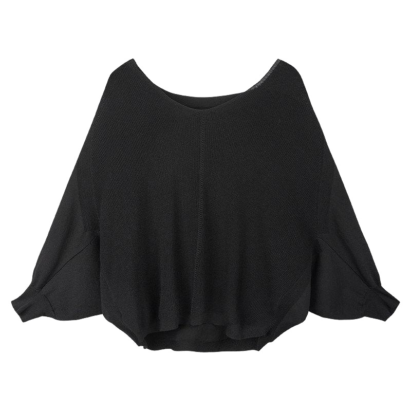 上新拉夏贝尔candie's秋冬新款套头内搭蝙蝠袖纯色薄款针织衫30081355