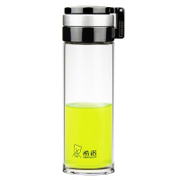 希诺 XN-6075 单层玻璃杯 480ml 带盖便携大容量水杯创意办公室泡茶杯 (单位:个)