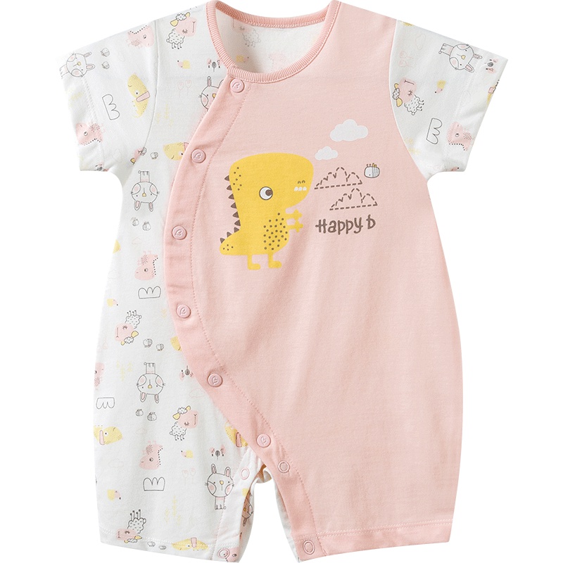 哈贝比（happyB） 婴儿衣服夏装连体衣新生儿纯棉短袖哈衣宝宝薄款卡通爬服