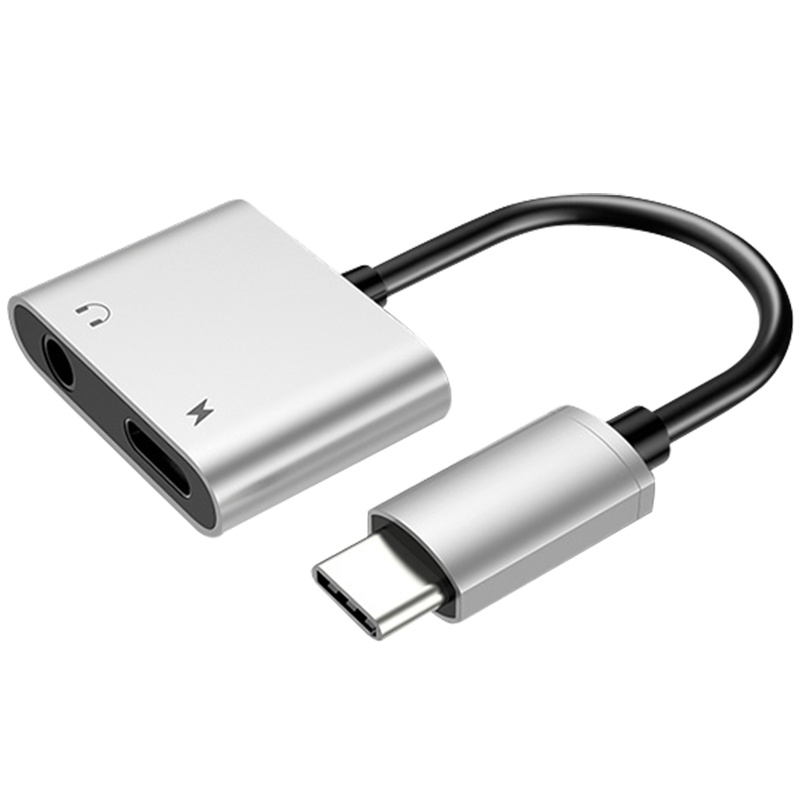 图拉斯悦变系列转接头 Type-C+3.5mm 充电听歌 type-c兼容 快速安全充电 耐用小巧便携 银色